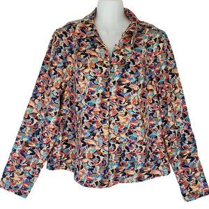 Christopher & Banks Shirt Jacket Women's Medium Zip Front Long Sleeve Fitted